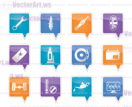 Car Parts and Services icons - Vector Icon Set 1