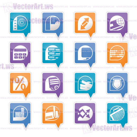 bank, business, finance and office icons - vector icon set