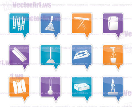 Home objects and tools icons - vector icon set