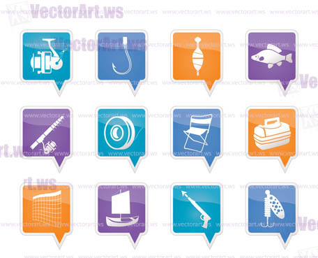 Fishing and holiday icons - vector icon set