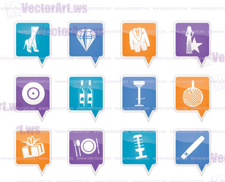 Luxury party and reception icons - vector icon set