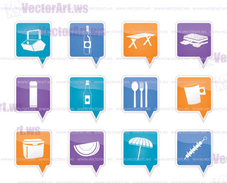 Picnic and holiday icons - vector icon set
