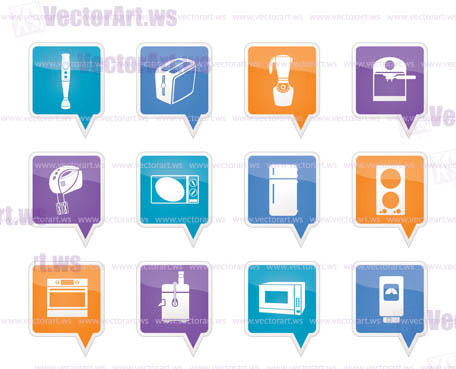 Kitchen and home equipment icons - vector icon set