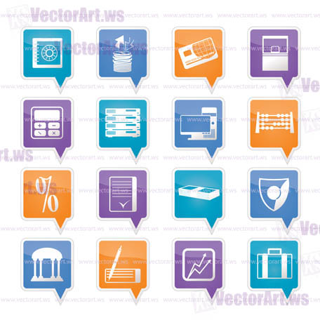 bank, business, finance and office icons vector icon set