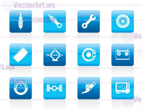 Realistic Car Parts and Services icons - Vector Icon Set 1