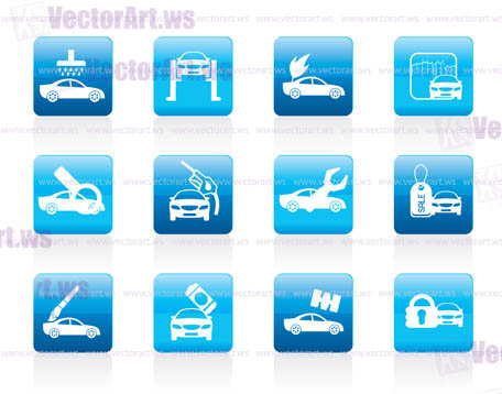 car and automobile service icon - vector icon set