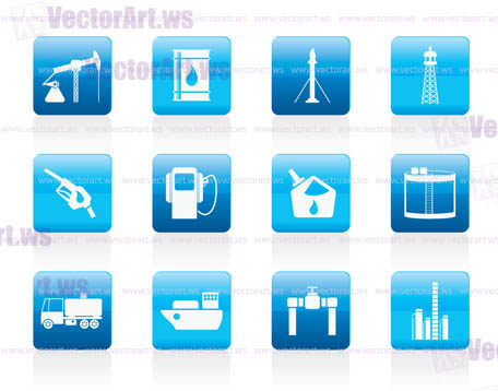 Oil and petrol industry icons - vector icon set