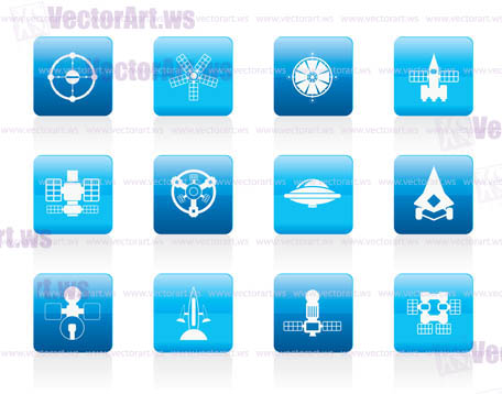 different kinds of future spacecraft icons - vector icon set