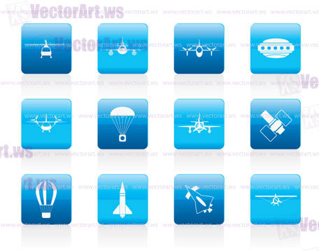 different types of Aircraft Illustrations and icons - Vector icon set 2