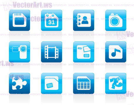 Mobile Phone, Computer and Internet Icons - Vector Icon Set