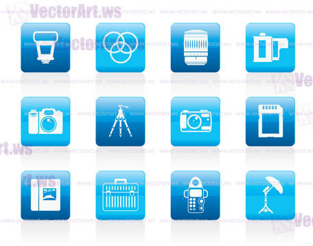 Photography equipment icons - vector icon set