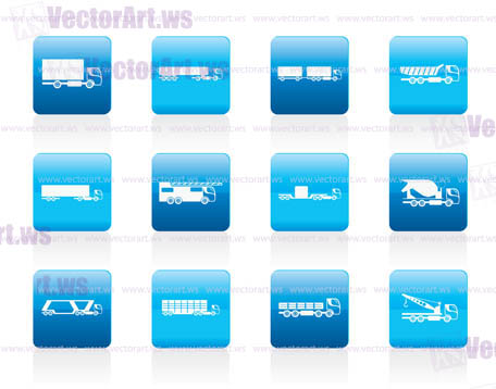different types of trucks and lorries icons - Vector icon set