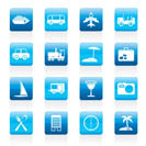 Travel, transportation, tourism and holiday icons - vector icon set