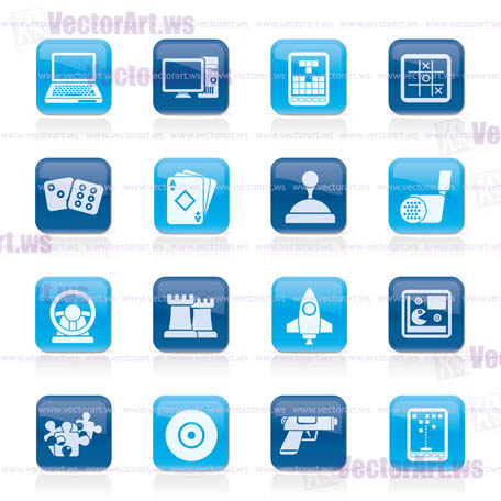 Computer Games tools and Icons - vector icon set