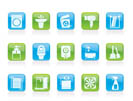 Bathroom and toilet objects and icons - vector icon set