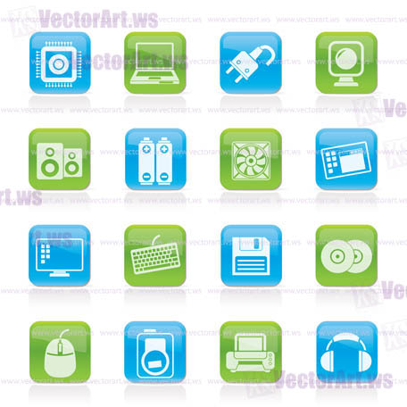 Computer Items and Accessories icons - vector icon set