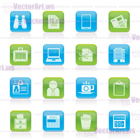 Business and office elements icons - vector icon set