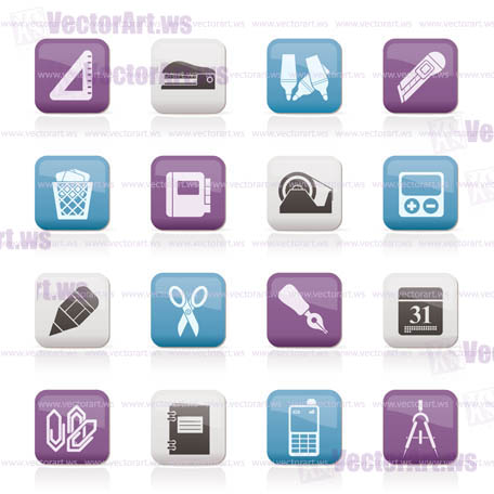 Business and office objects icons - vector icon set