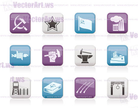Communism, socialism and revolution icons - vector icon set