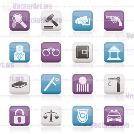 Law, Police and Crime icons - vector icon set