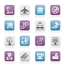 Airport and transportation icons - vector icon set