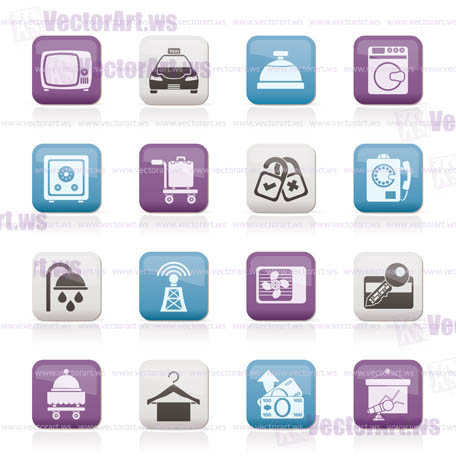 Hotel and motel room facilities icons - vector icon set