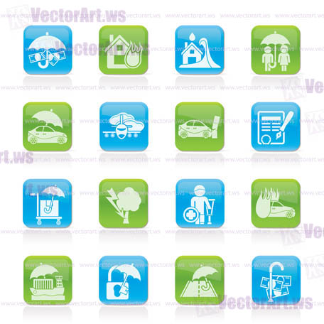 Insurance and risk icons - vector icon set