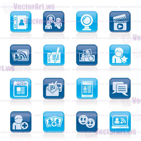 social networking and communication icons - vector icon set