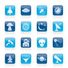 astronautics, space and universe icons - vector icon set