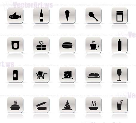 Shop and Foods Icons - Vector Icon Set