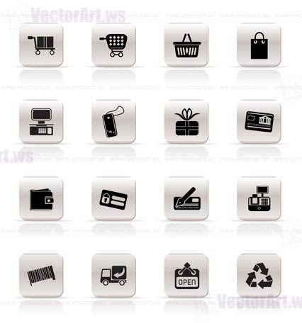 Simple Online Shop icons - Vector Icon Set