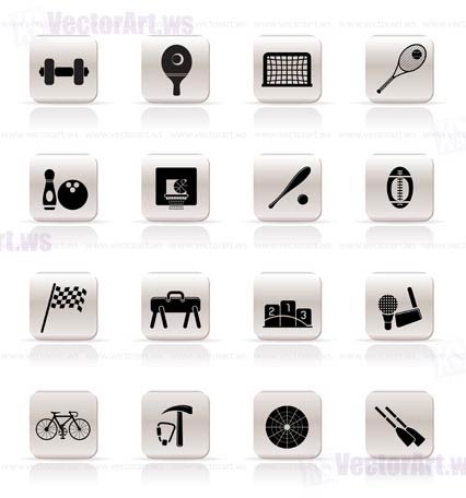 Simple Sports gear and tools icons - vector icon set