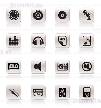 Simple Music and sound Icons Vector Icon Set