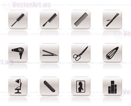 hairdressing, coiffure and make-up icons - vector Icon Set