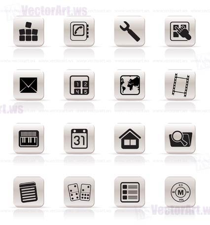 Simple Mobile Phone and Computer icon - Vector Icon Set