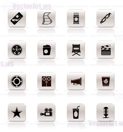 Simple Cinema and Movie Icons - vector icon set