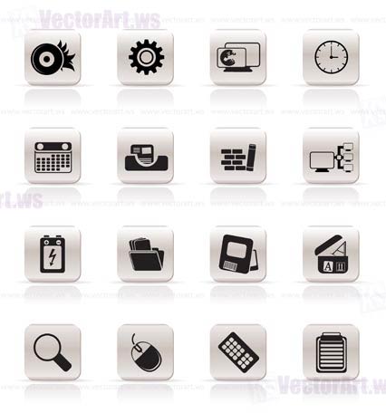 Computer, mobile phone and Internet Vector Icon Set