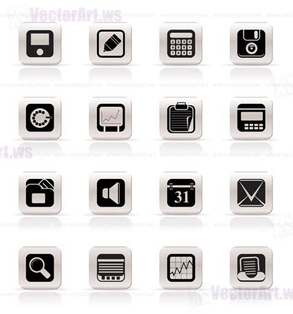 Simple Business, Office and Finance Icons - Vector Icon Set