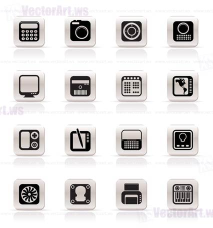 Hi-tech and technology equipment - vector icon set 4