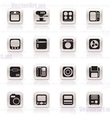 Simple Home and Office, Equipment Icons - Vector Icon Set