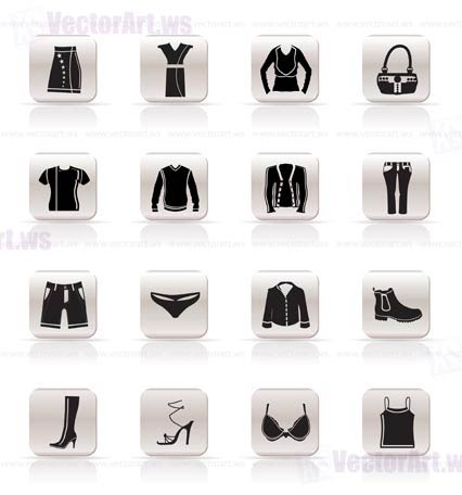 Simple Clothing and Dress Icons - Vector Icon Set