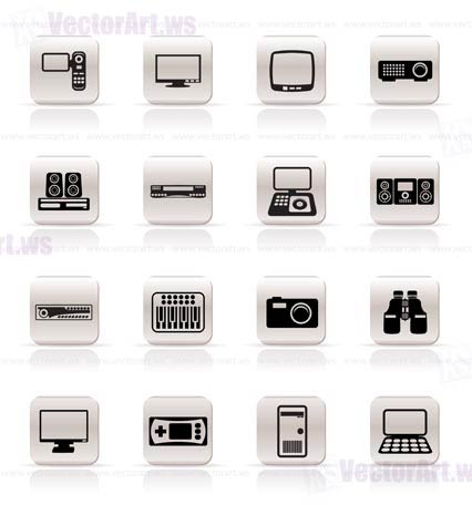 Simple Hi-tech equipment icons - vector icon set 2