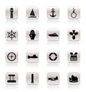 Simple Marine, Sailing and Sea Icons - Vector Icon Set