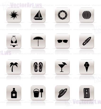 Simple Summer and Holiday Icons - Vector Icon Set