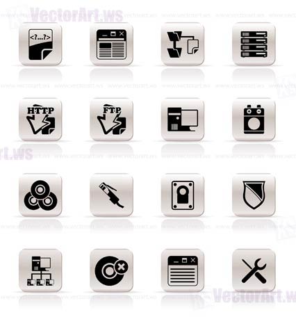 Simple Server Side Computer icons - Vector Icon Set