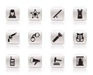 Simple law, order, police and crime icons - vector icon set