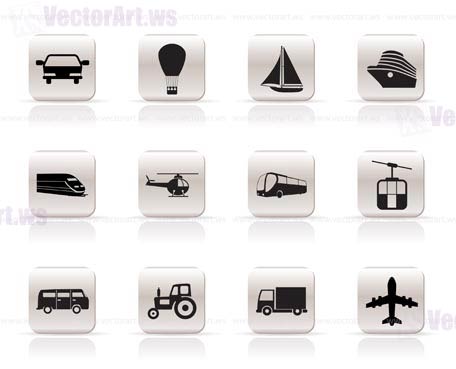 Simple Transportation and travel icons - vector icon set