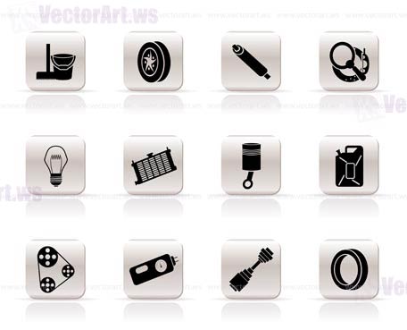 Simple Car Parts and Services icons - Vector Icon Set 2