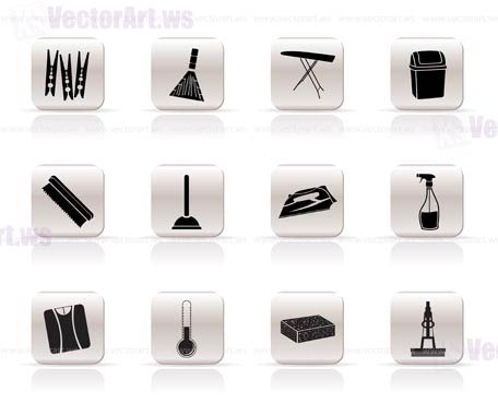 Simple Home objects and tools icons - vector icon set