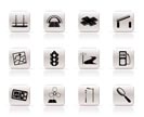 Simple Road, navigation and travel icons - vector icon set